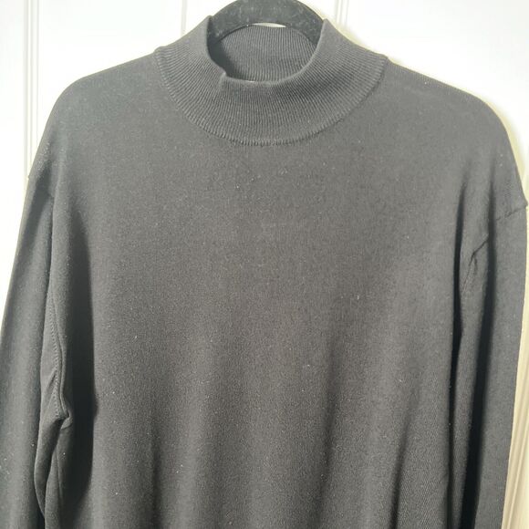 Lorenzo Uomo Merino Wool Sweater Mens XL Black Mock Neck Italian Pure New Wool - Picture 2 of 8